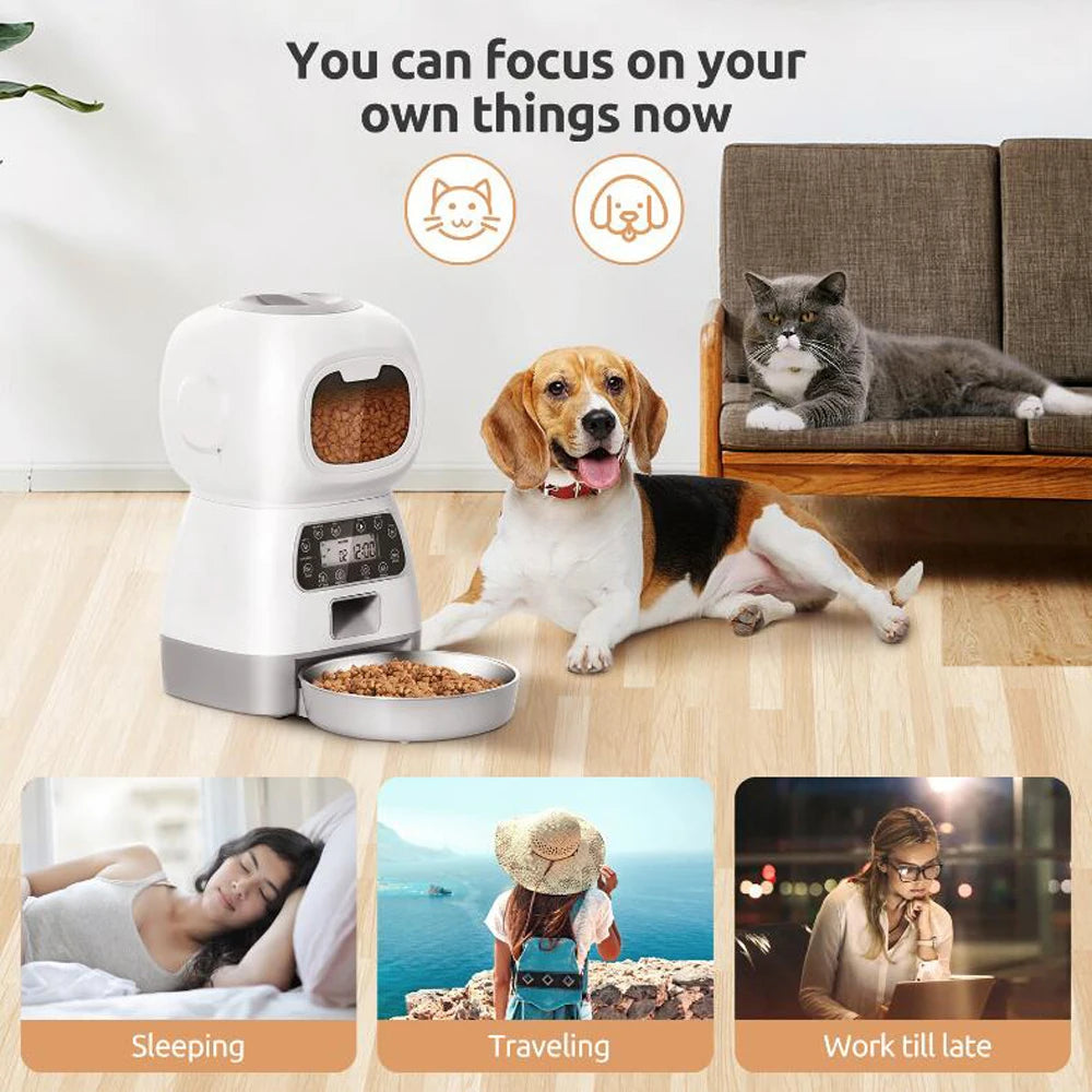 Smart WiFi Automatic Pet Feeder 3.5L with Timer & Voice Recorder | Cat & Dog Food Dispenser