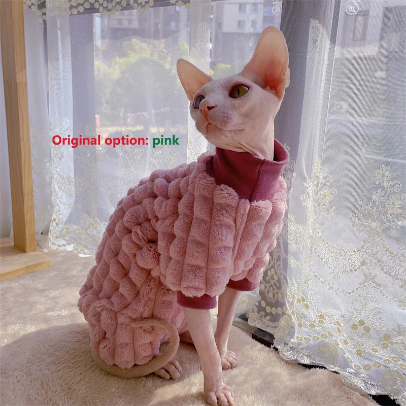 Warm Turtleneck Cat Sweater Soft Fleece Winter Coat for Hairless and Short Hair Cats