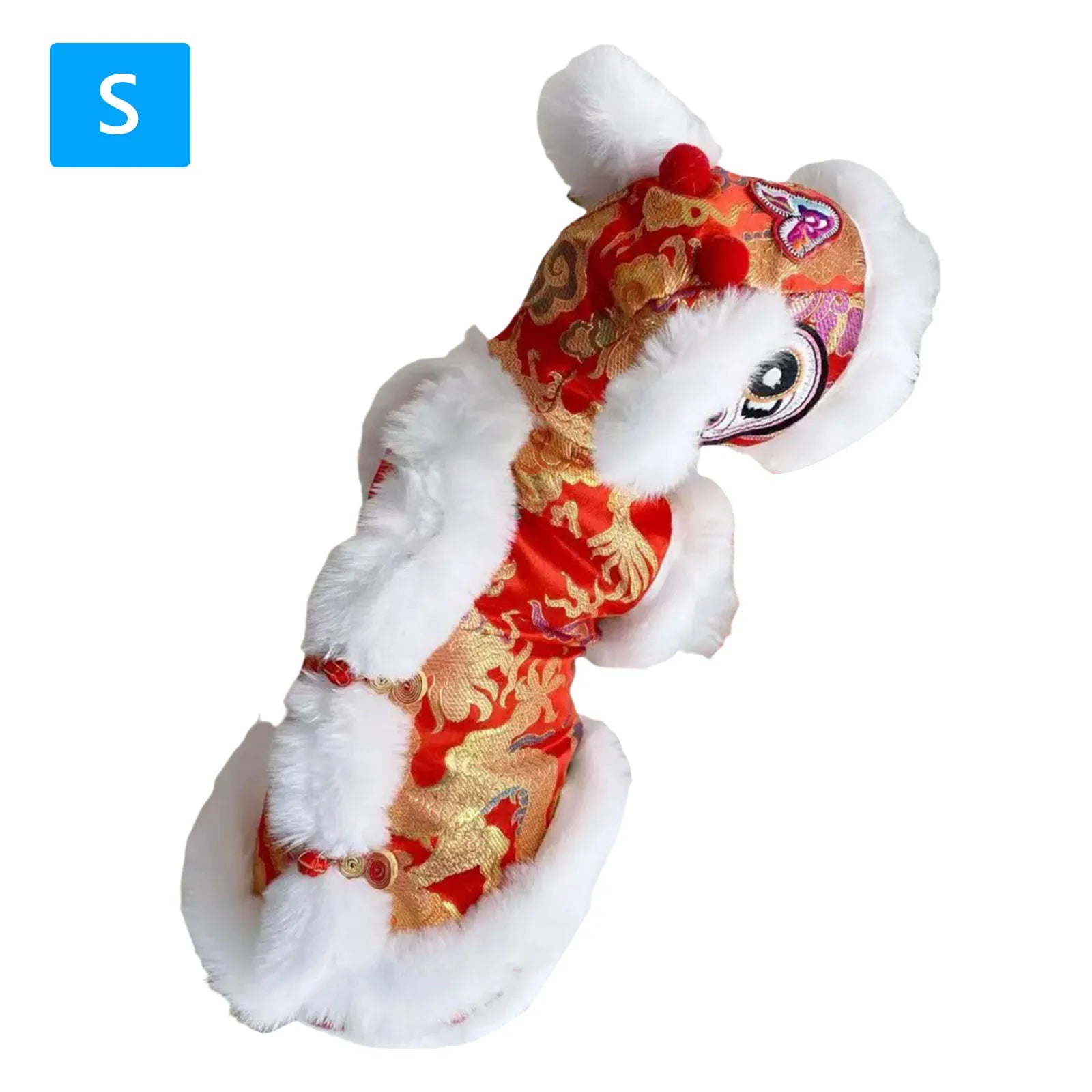 Lion Dance Dog Costume for Small & Medium Dogs – Warm Festive Pet Outfit for Winter & Holidays