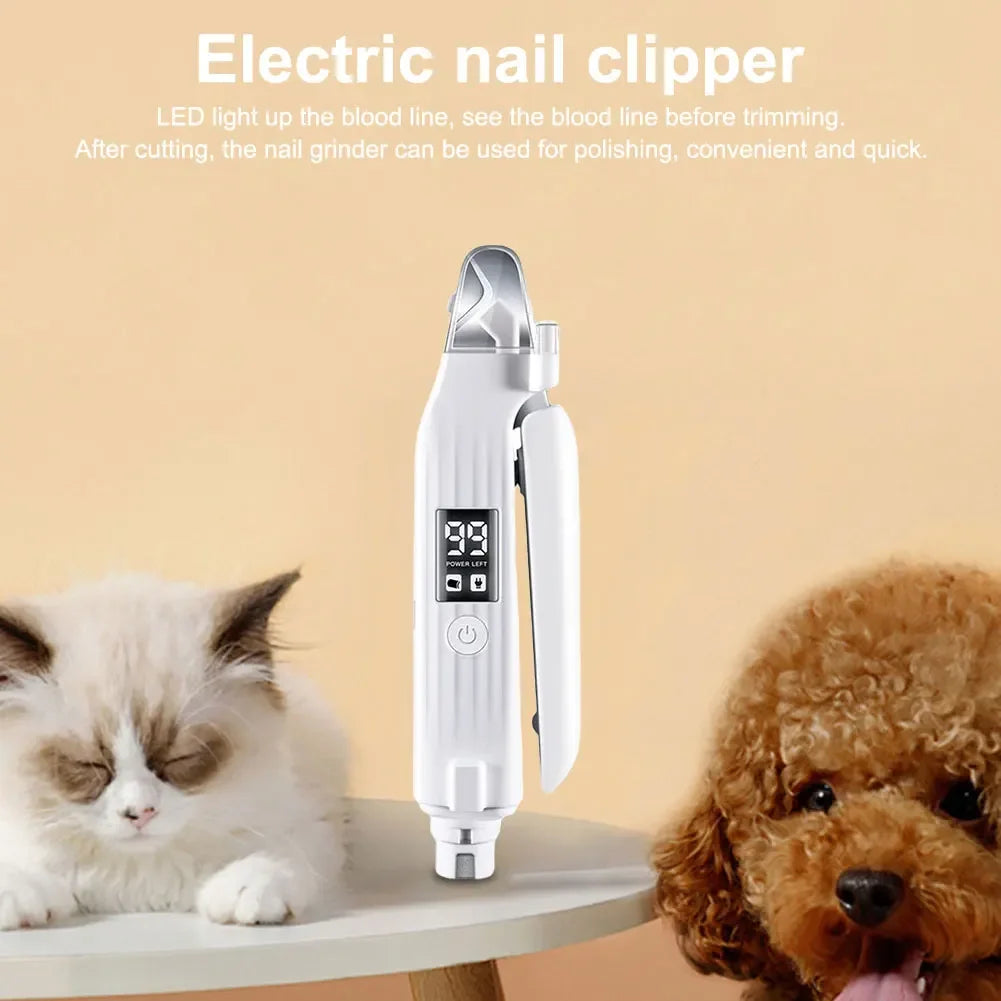 2-in-1 Dog & Cat Nail Grinder | Quiet Rechargeable Clipper with LED