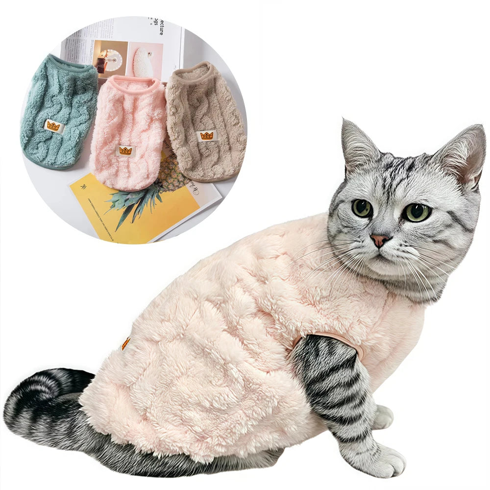 Warm Fleece Pet Sweater for Cats and Small Dogs Soft Autumn Winter Clothes