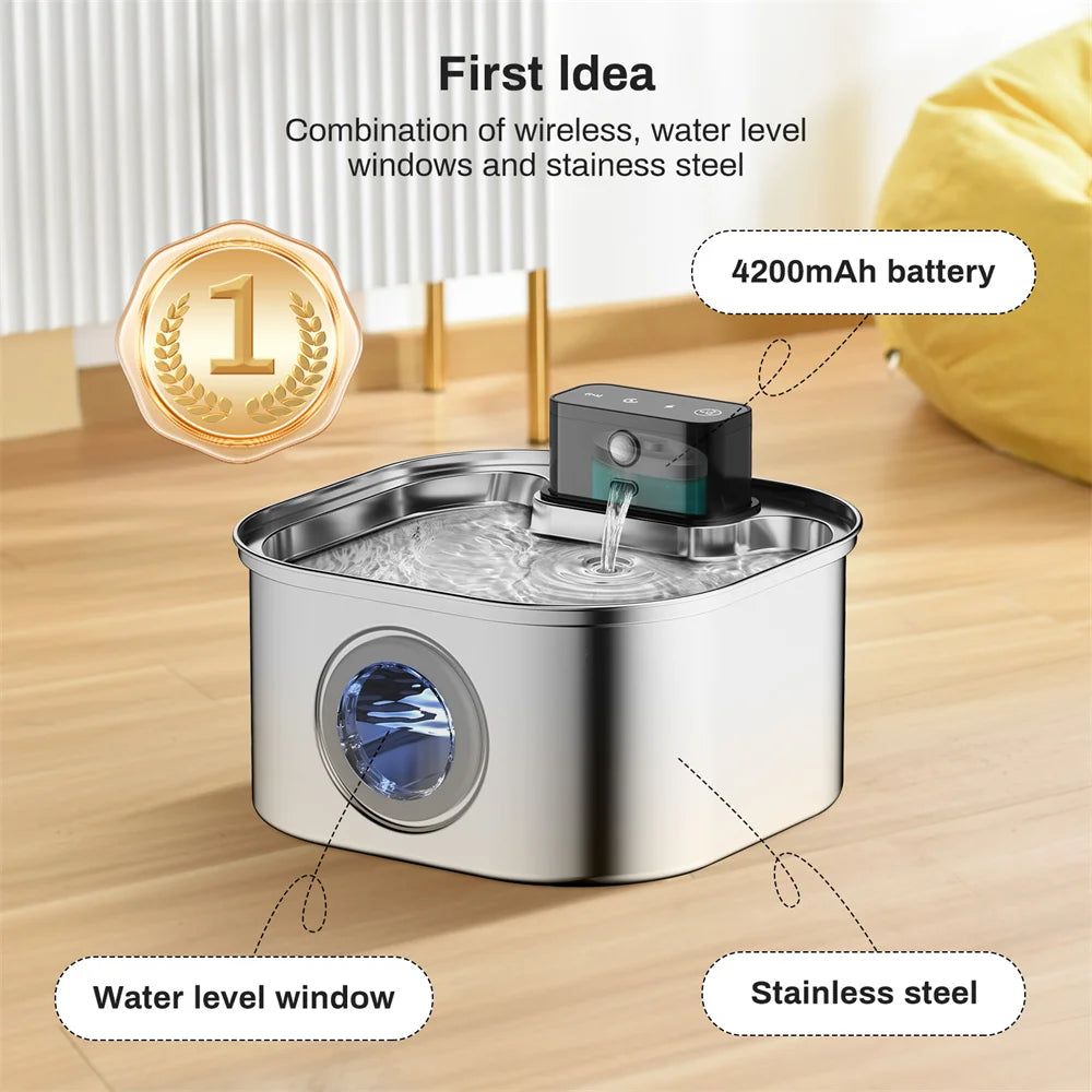 3.2L Smart Sensor Pet Water Fountain – Stainless Steel Automatic Cat & Dog Water Dispenser | Motion Activated, Quiet & Filtered