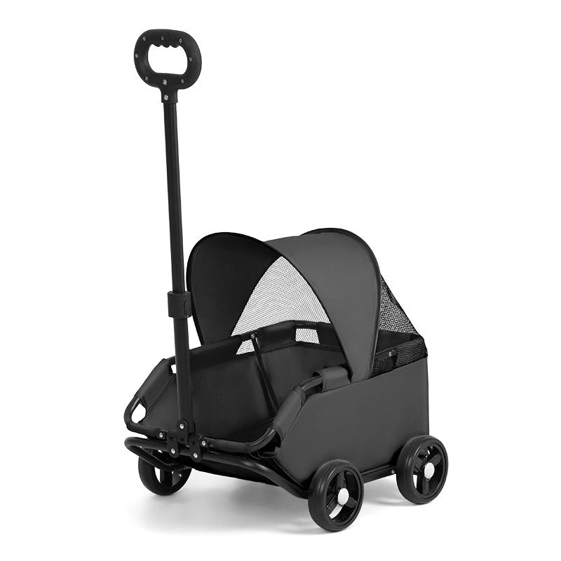 Pet Stroller with Sun Cover 4 Wheel Breathable Travel Carrier for Small and Medium Dogs Easy Entry Design