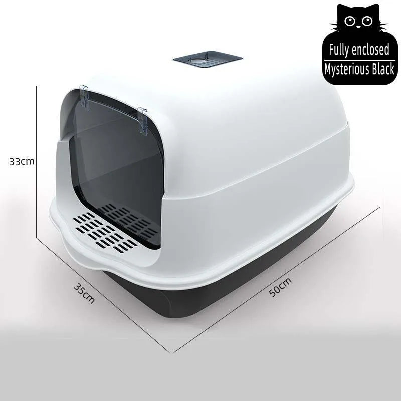 Fully Enclosed Cat Litter Box Spillproof Deodorised Large Capacity Cat Toilet with Easy Clean Design