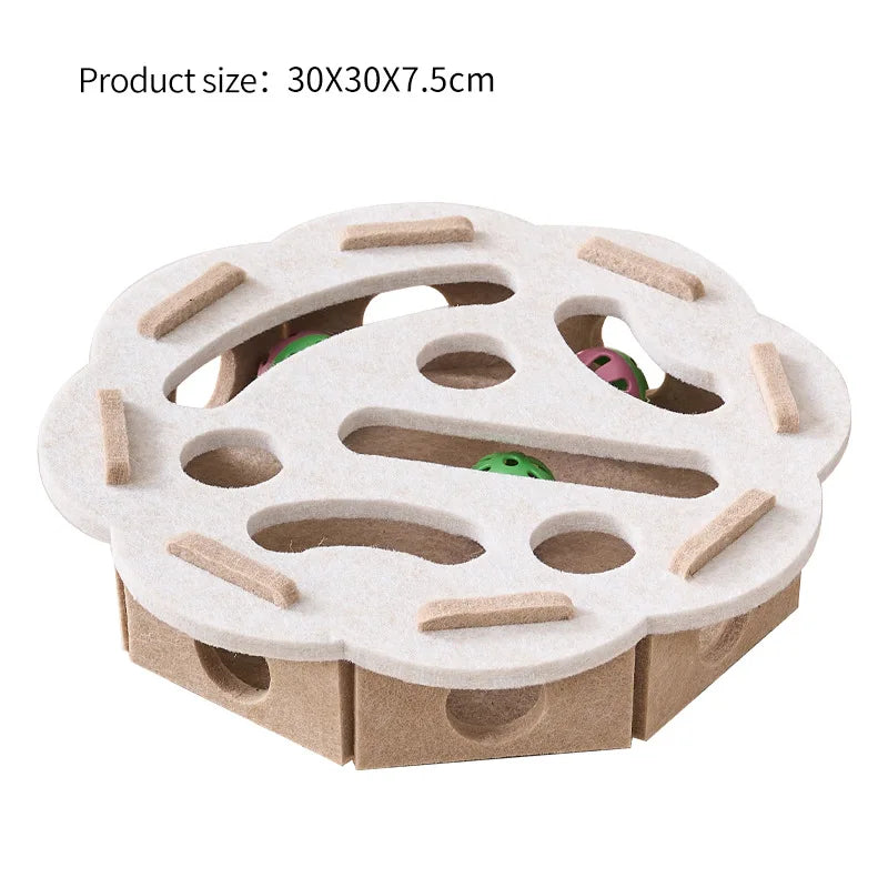 Interactive Cat Puzzle Toy Felt Maze Tunnel with Bell Ball Indoor Entertainment