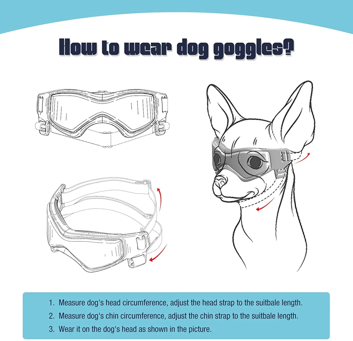 Dog Goggles Anti UV Adjustable Sunglasses for Small Medium Dogs Outdoor
