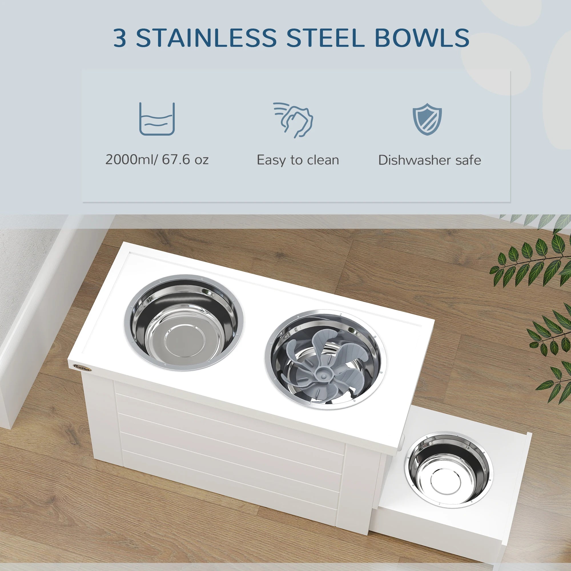 Elevated Dog Feeder with Storage Cabinet – Raised Dog Bowls with Slow Feeder