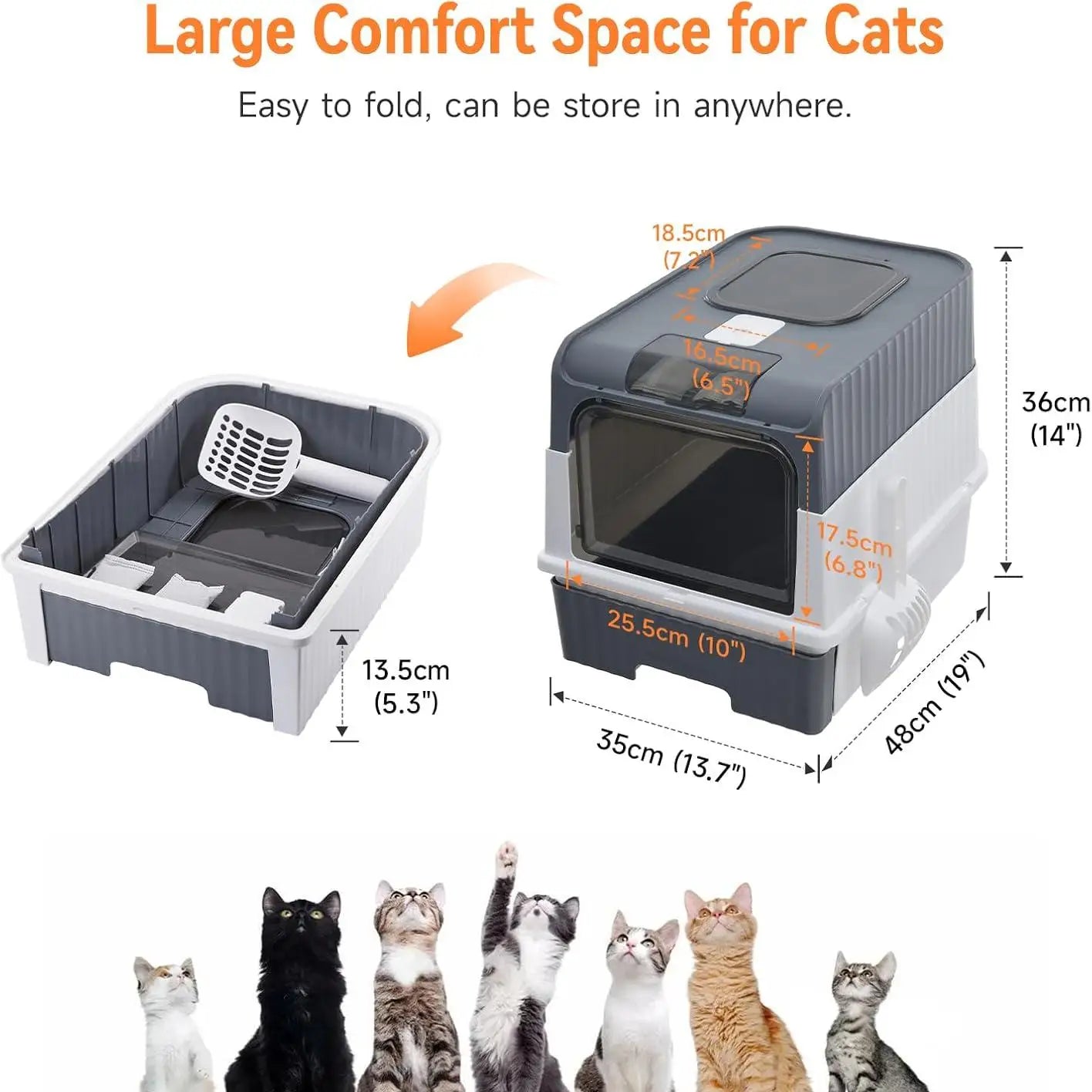 UV Sterilisation Cat Litter Box with Enclosed Design Odour Control Easy Clean Drawer Pink Grey