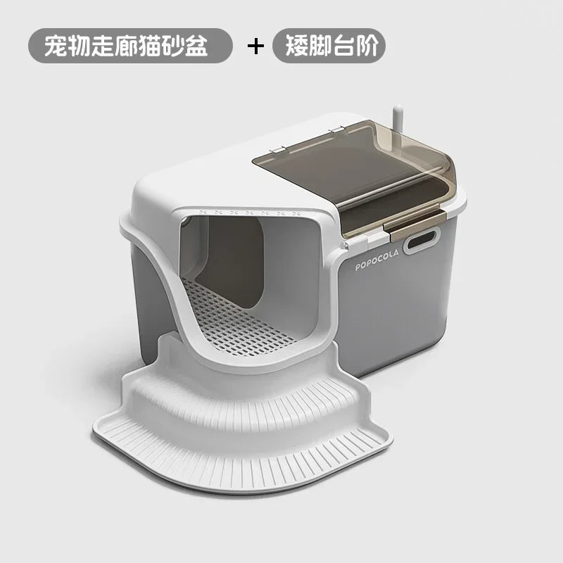 Corridor Enclosed Cat Litter Box Anti Splash Odor Control Walk Through Easy Clean