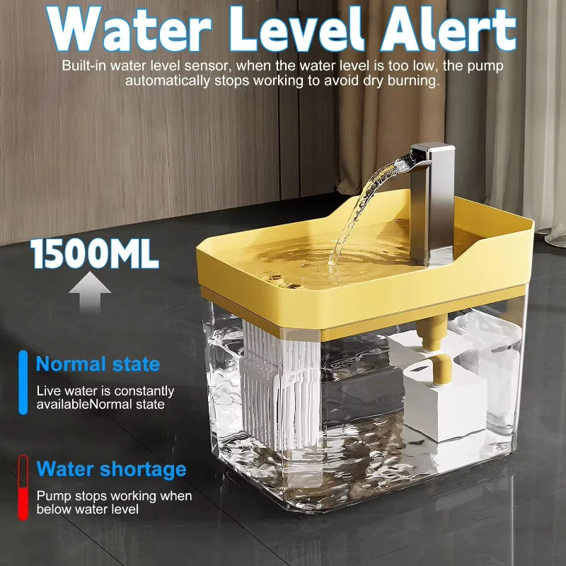1.5L Automatic Pet Water Fountain  | Quiet USB Cat & Small Dog Fountain