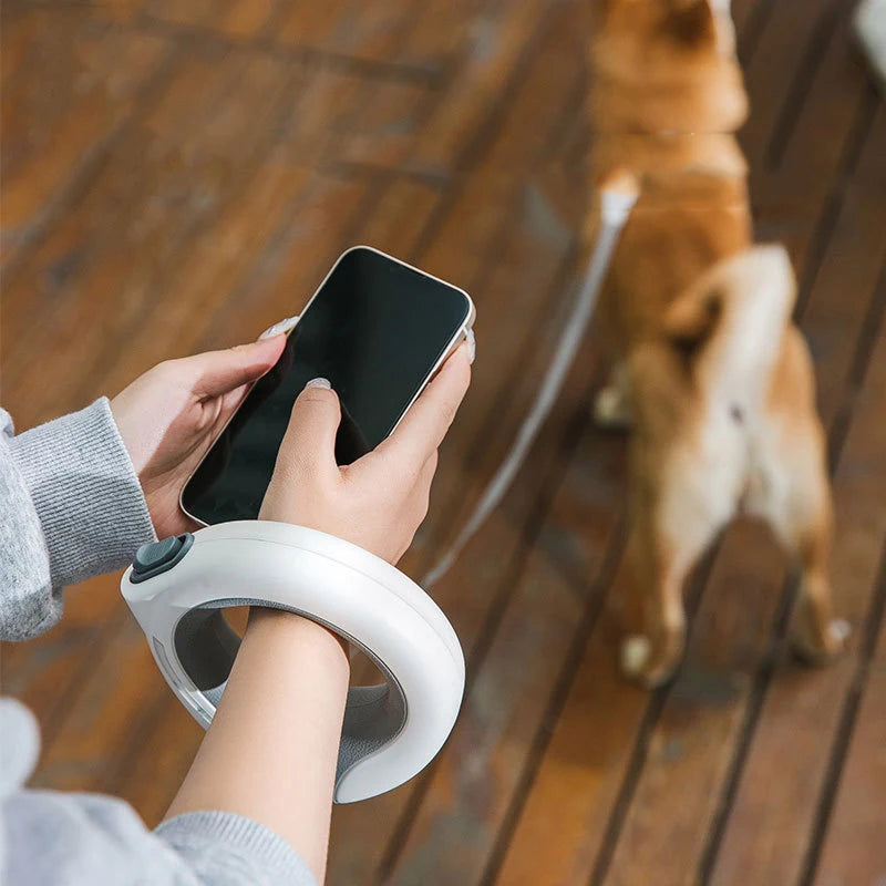 LED Retractable Dog Lead .Rechargeable Light-Up Lead for Safe Night Walks