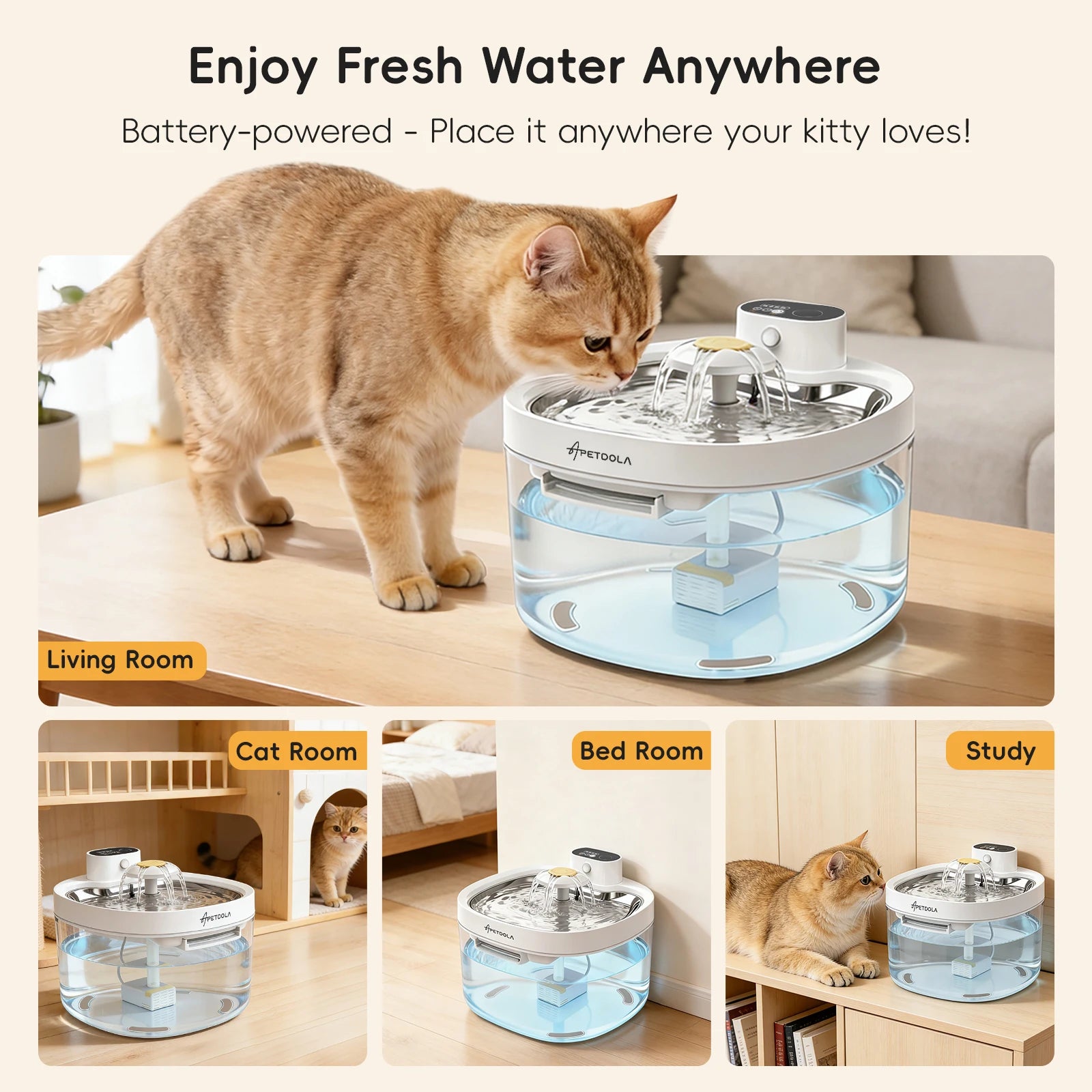 Cordless Pet Water Fountain | Automatic Sensor Cat & Dog Water Dispenser