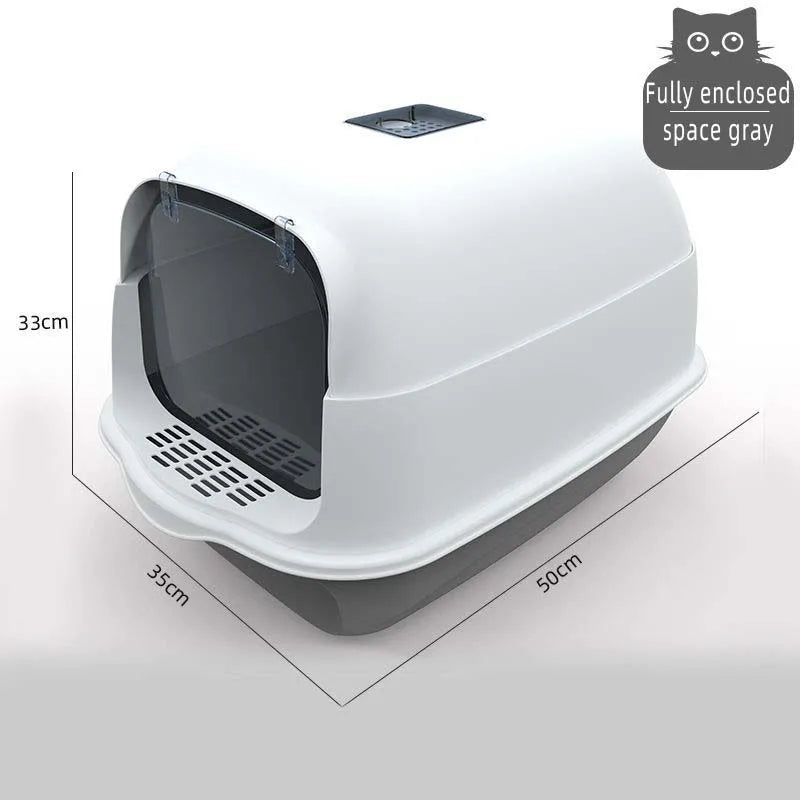 Fully Enclosed Cat Litter Box Spillproof Deodorised Large Capacity Cat Toilet with Easy Clean Design