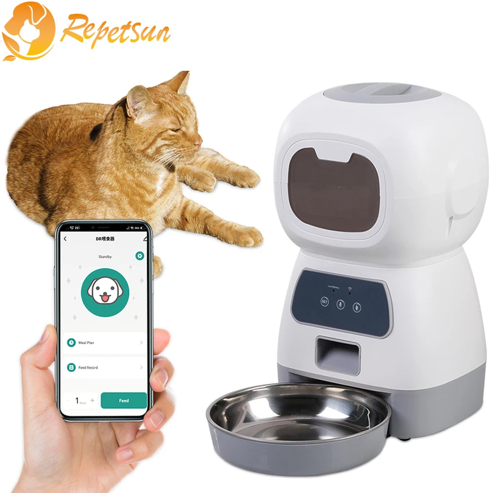 Smart WiFi Automatic Pet Feeder 3.5L with Timer & Voice Recorder | Cat & Dog Food Dispenser