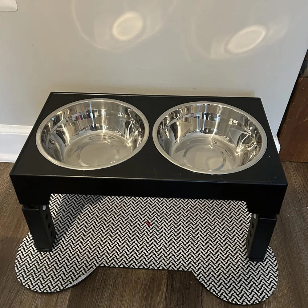 Adjustable Elevated Dog Bowls | Raised Feeder with Stainless Steel Bowls | Bark & Whiskers