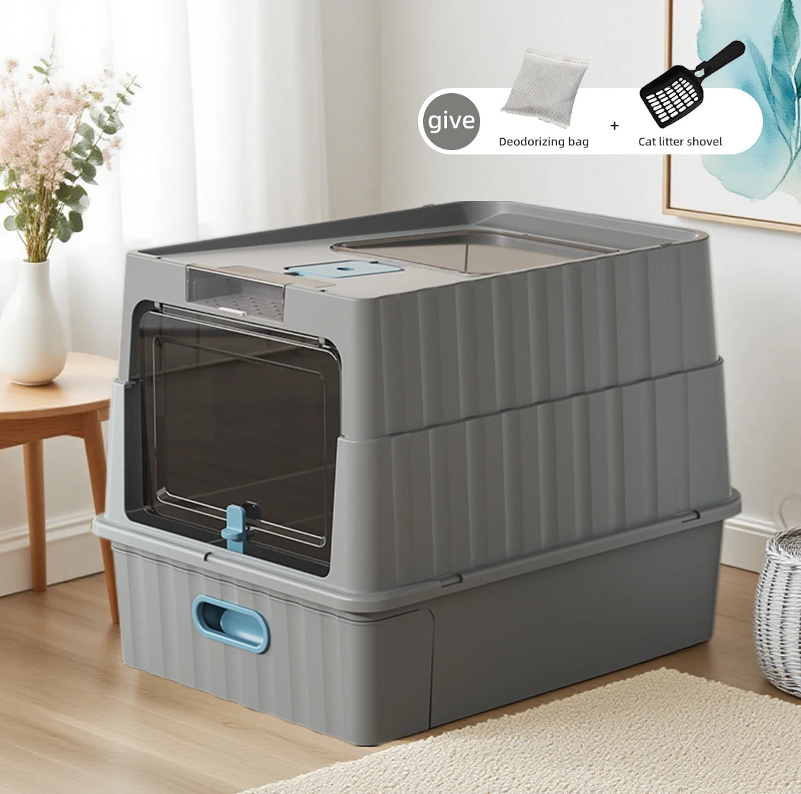 Extra Large Enclosed Cat Litter Box Anti Splash Easy Clean Odor Control Cat Toilet