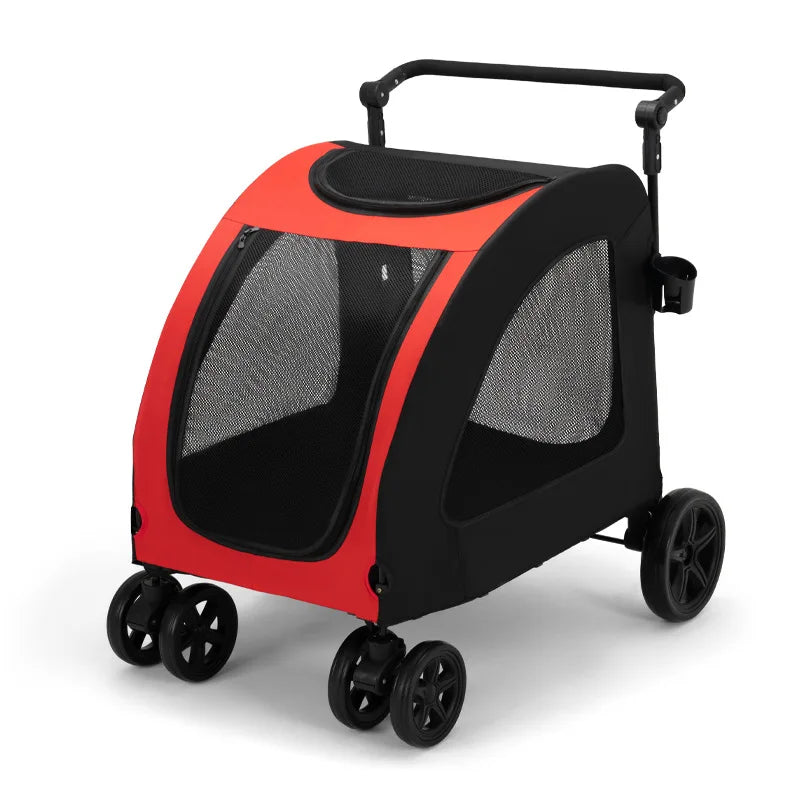 Foldable Dog Stroller Wagon for Large Dogs Convertible Pet Cart with Mesh Ventilation