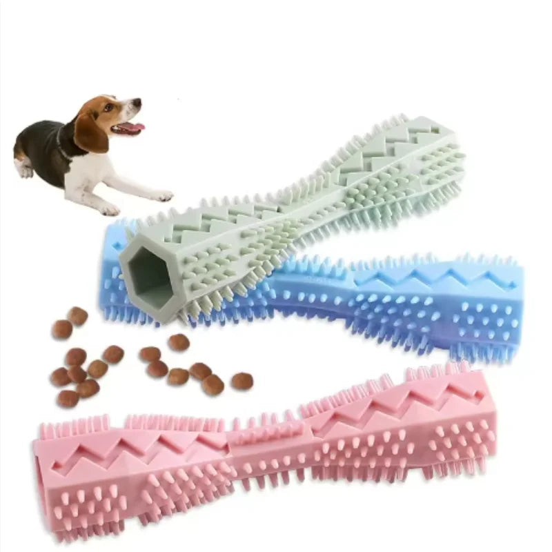 Dog Teething Chew Stick Bite Resistant Treat Dispensing Toy Leak Proof Design