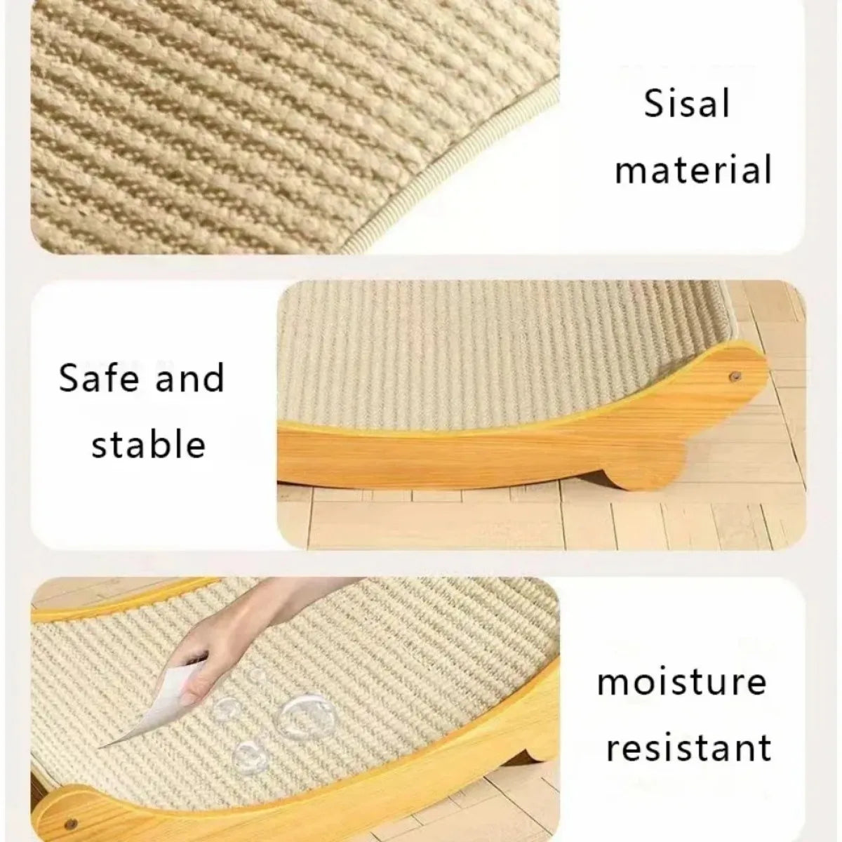 Wooden Cat Scratching Bed with Sisal | Durable Cat Scratcher & Lounger