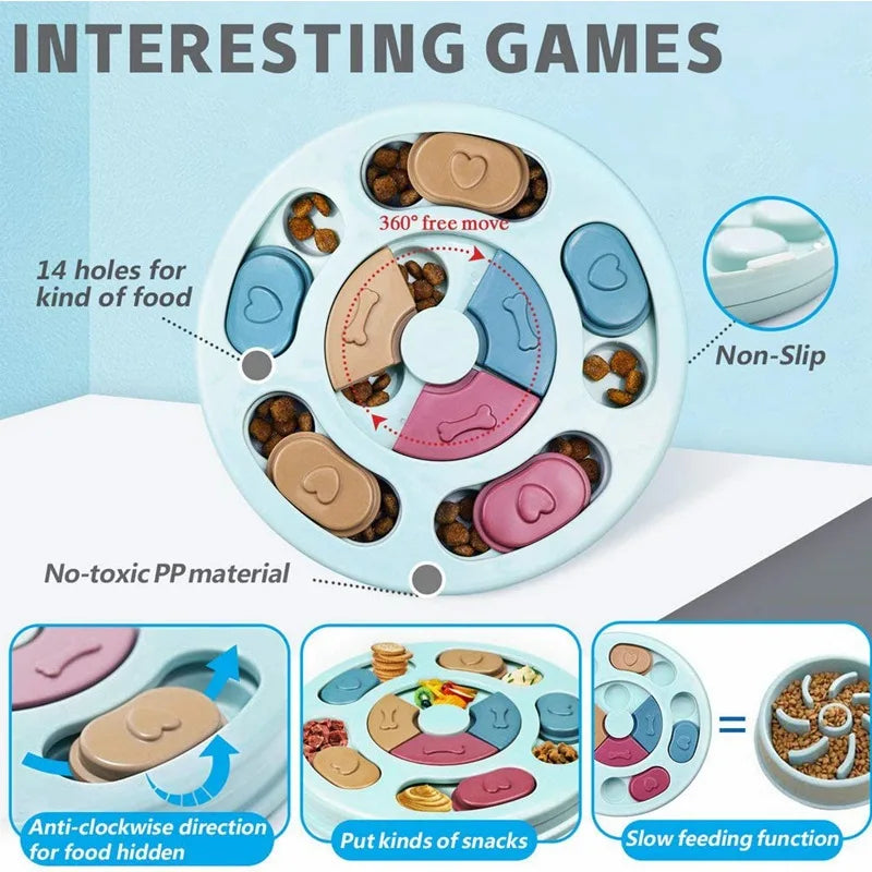 Slow Feeder Dog Bowl Interactive Puzzle | Anti-Gulping Feeding Toy