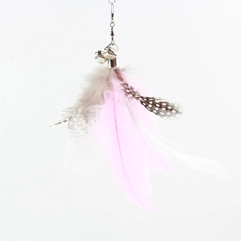 Cat Feather Wand Toy with Bell Suction Cup Interactive Teaser Stick for Kittens Cats