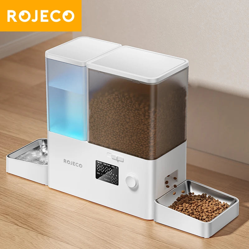 ROJECO 2-in-1 Automatic Cat Feeder & Water Fountain 8.5L | Large Capacity Pet Food Dispenser