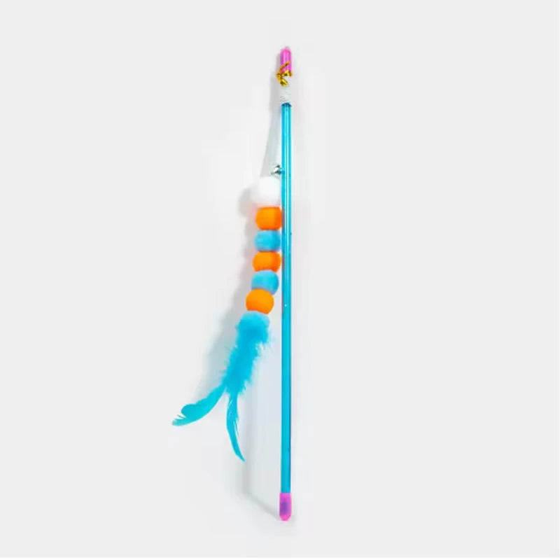 Interactive Feather Cat Teaser Wand with Bell – Fun Exercise Toy for Indoor Cats