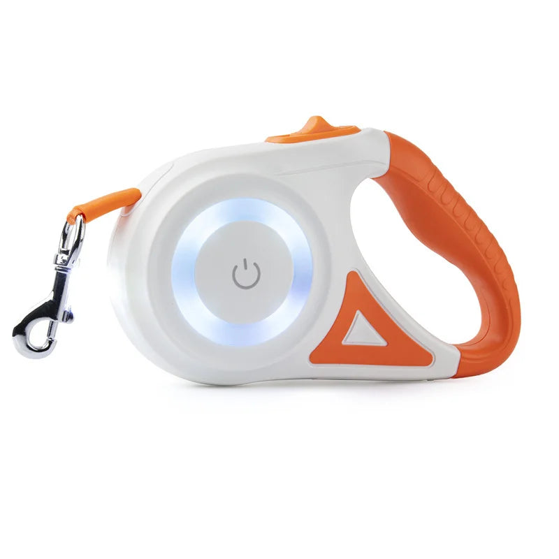 Retractable Dog Leash with LED Light – Durable Nylon Pet Lead