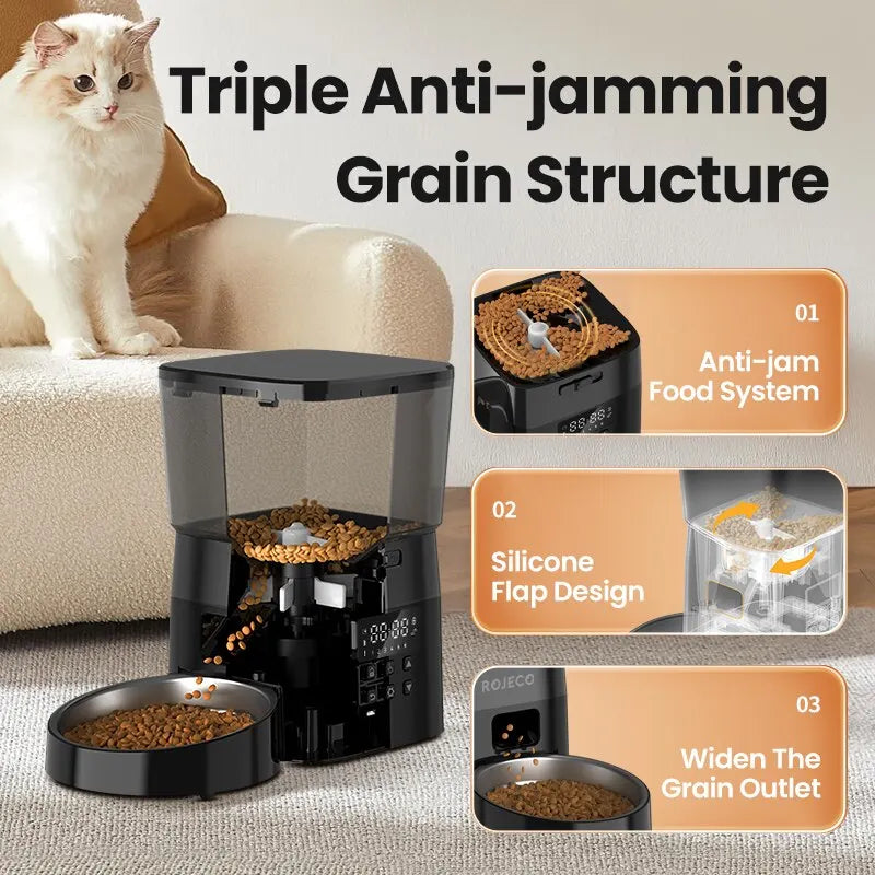 Automatic Cat Feeder with Timer & LCD Display – Portion Control Pet Food Dispenser for Cats