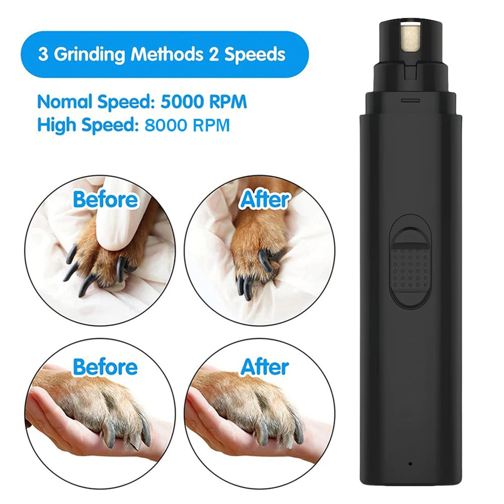 Pet Nail Grinder 2-Speed Quiet USB Rechargeable | Dog & Cat Nail Trimmer