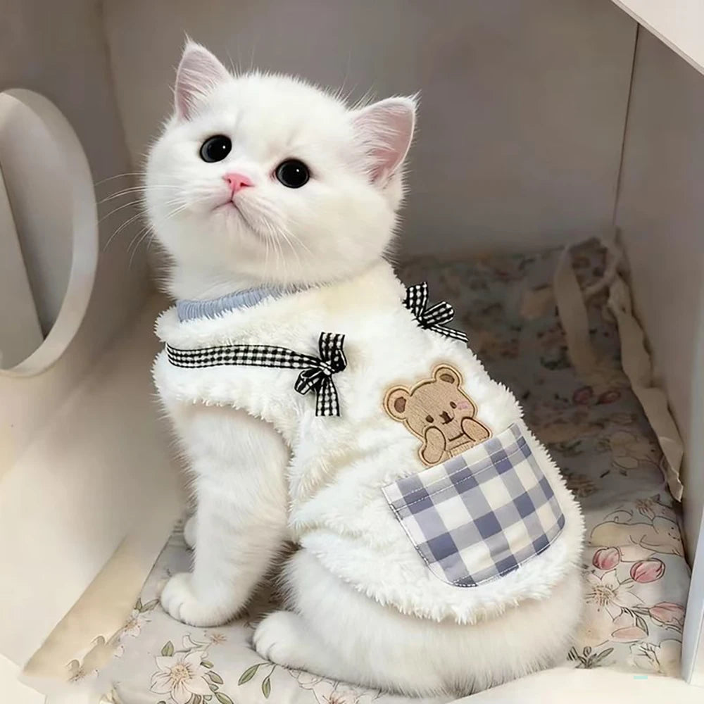 Cozy Plush Pet Vest Warm Fleece Sleeveless Coat for Small Dogs and Cats Winter Outfit