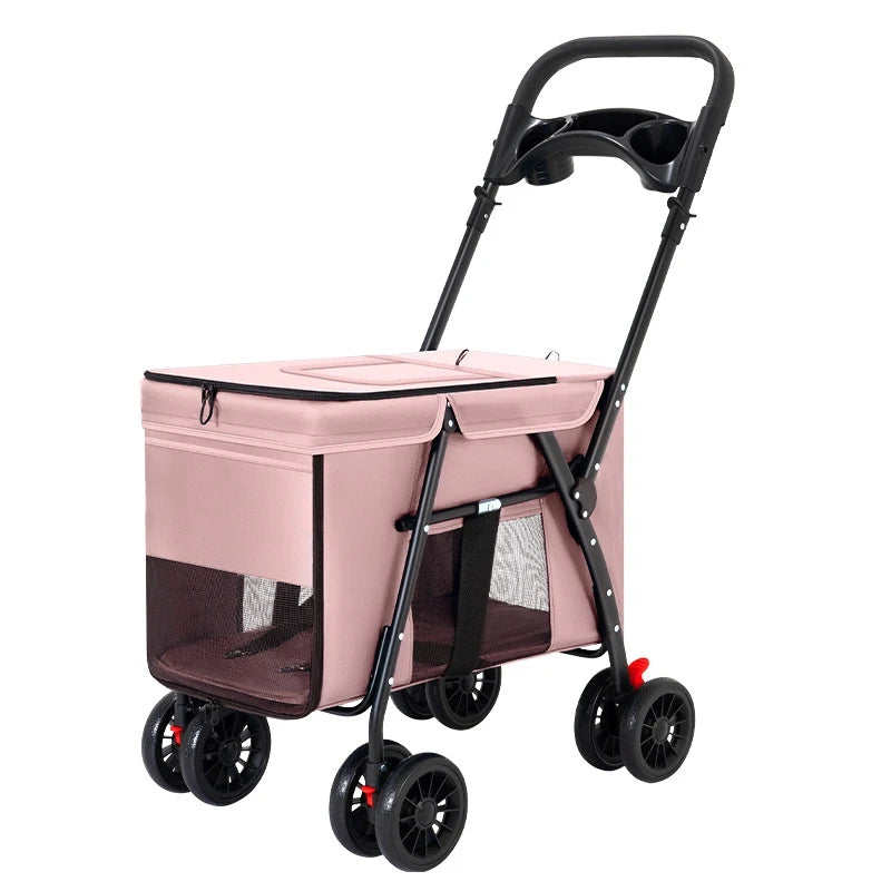 Foldable Dog Stroller Wagon for Large Dogs Convertible Pet Cart with Mesh Ventilation