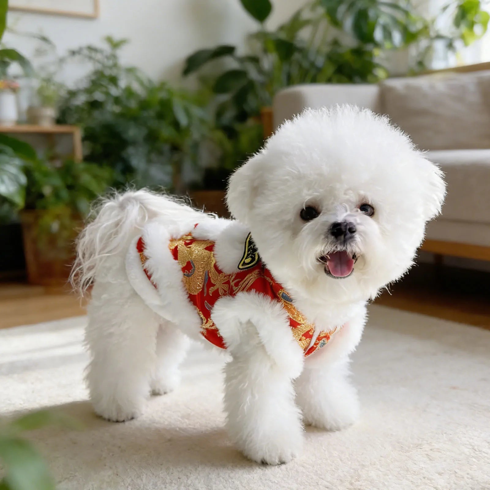 Lion Dance Dog Costume for Small & Medium Dogs – Warm Festive Pet Outfit for Winter & Holidays