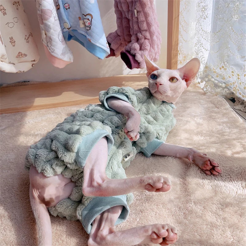Warm Turtleneck Cat Sweater Soft Fleece Winter Coat for Hairless and Short Hair Cats