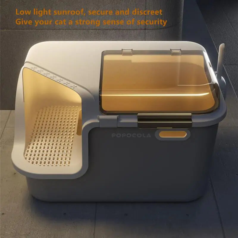 Corridor Enclosed Cat Litter Box Anti Splash Odor Control Walk Through Easy Clean