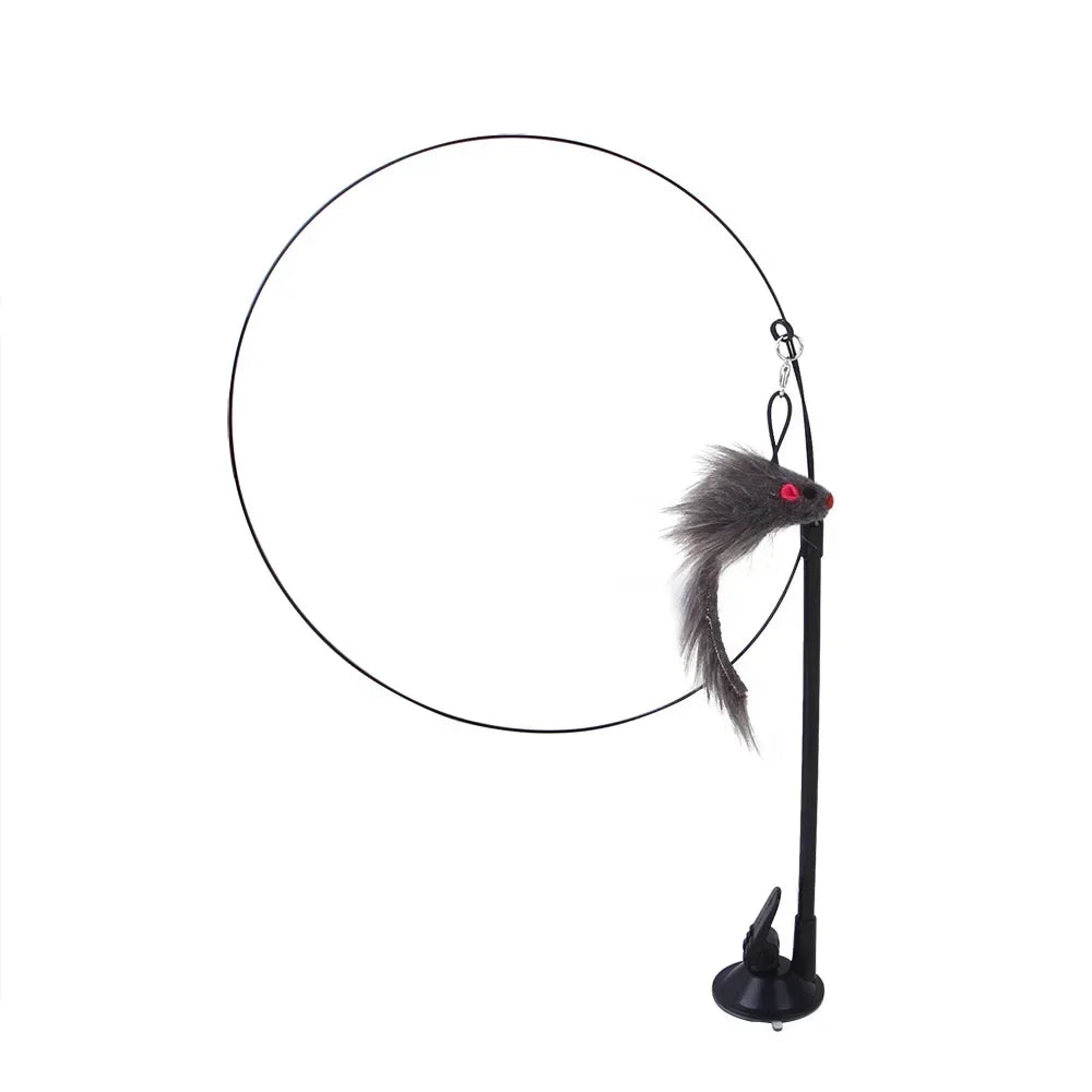 Interactive Suction Cup Feather Cat Toy – Bird Teaser Wand for Endless Play