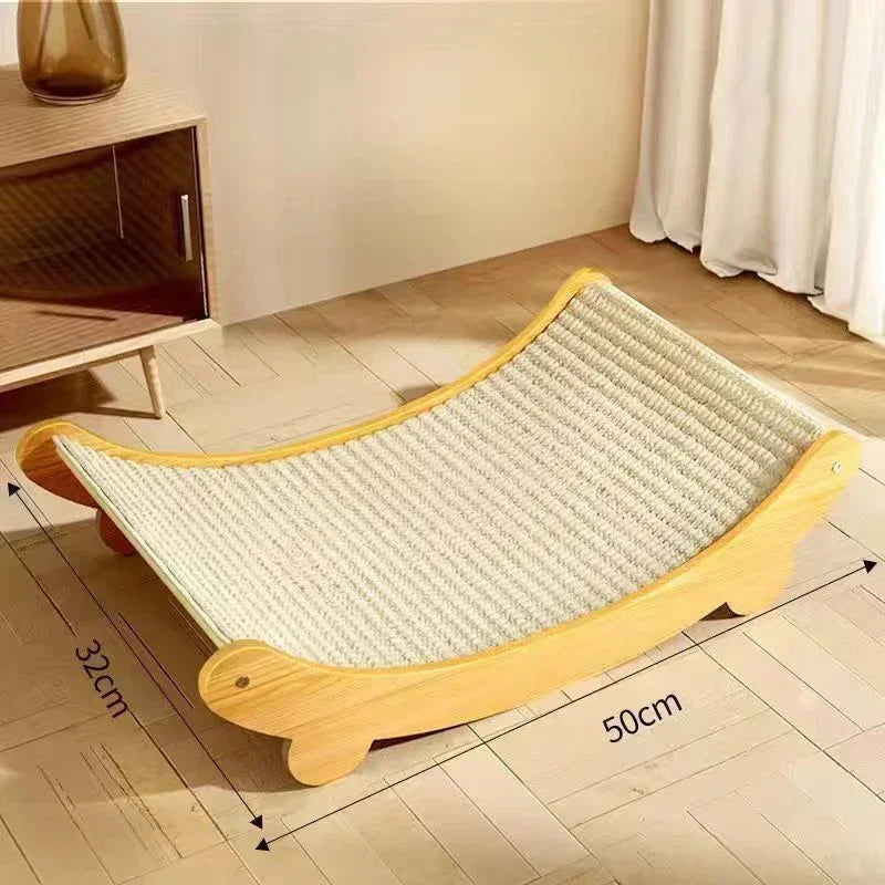 Wooden Cat Scratching Bed with Sisal | Durable Cat Scratcher & Lounger