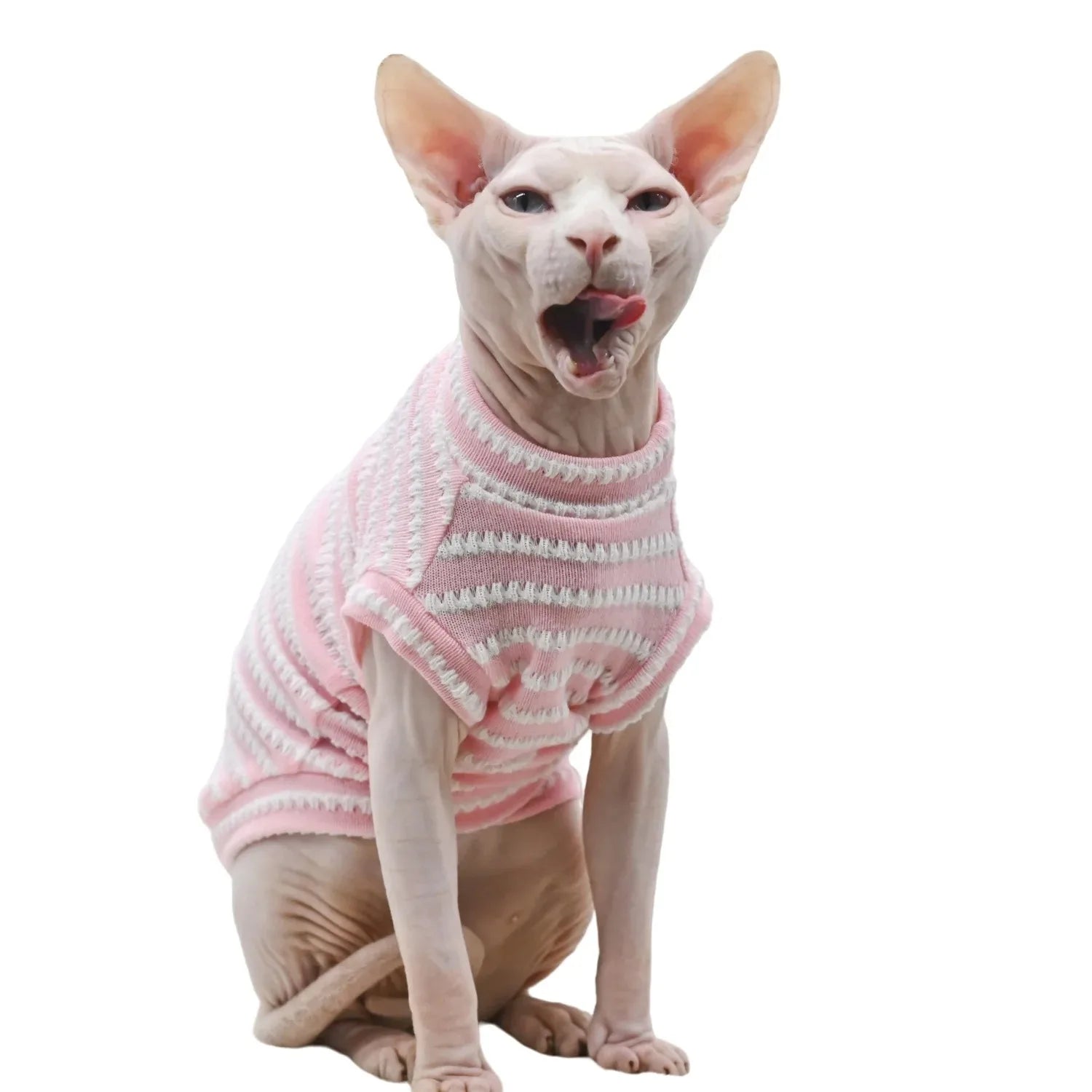 Striped Summer Vest Shirt for Sphynx Cats – Breathable Pet Clothing for Kittens