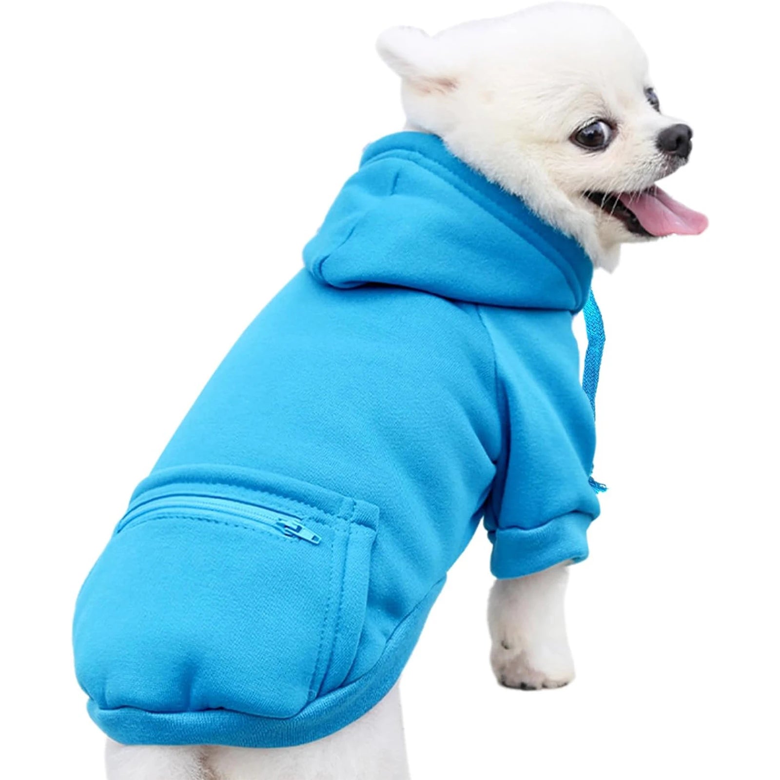Dog Hoodie with Pocket Warm Fleece Zipper Jacket for Small Medium Dogs