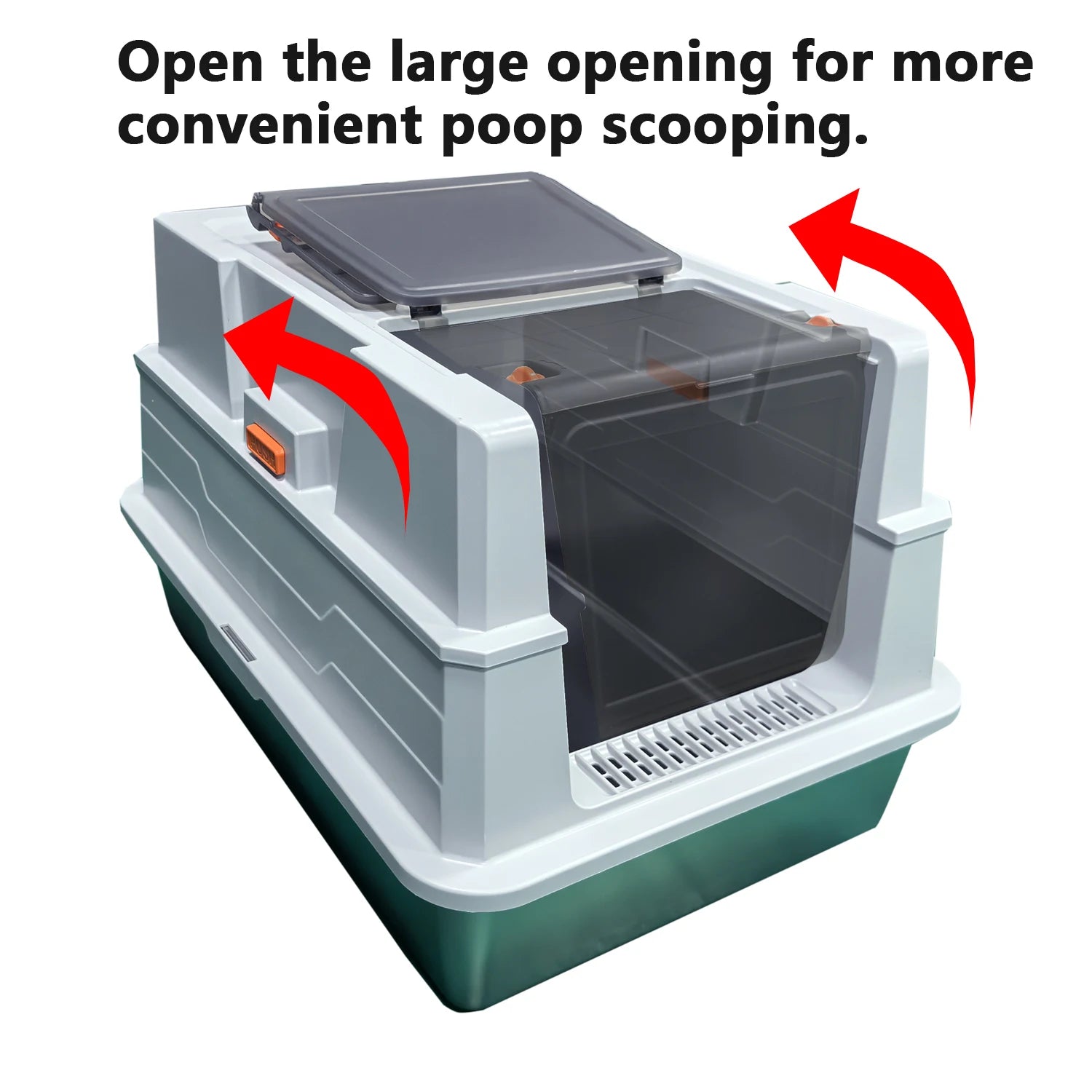 Extra Large Stainless Steel Cat Litter Box with Lid Enclosed Odour Control with Step and Scoop Easy Clean