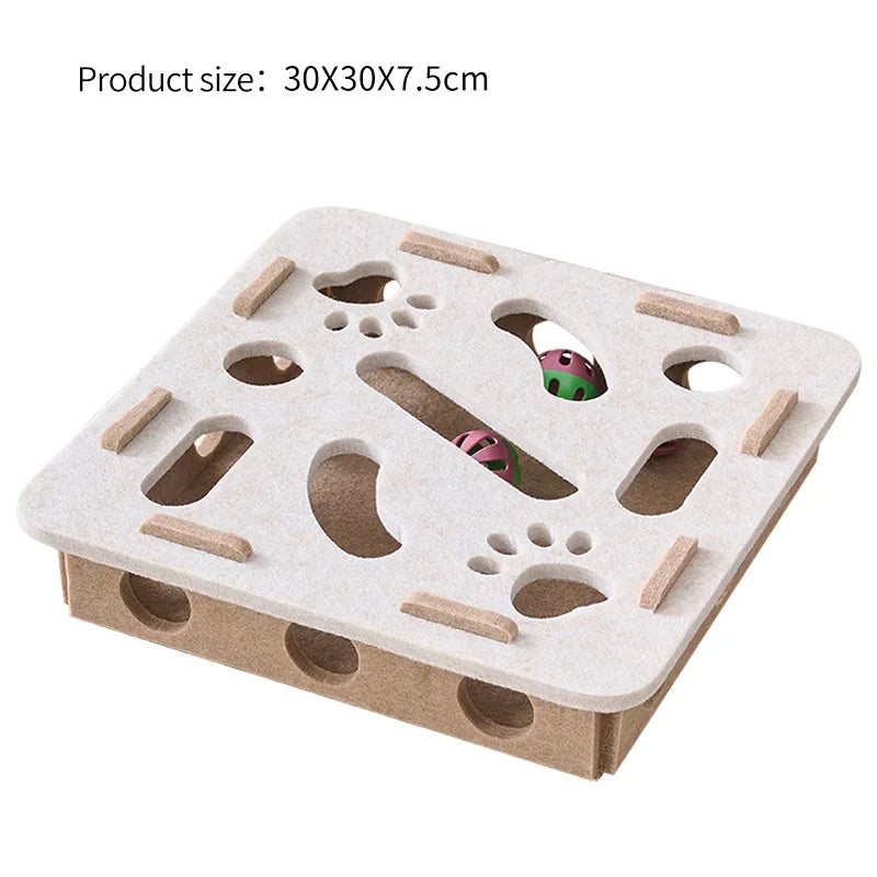 Interactive Cat Puzzle Toy Felt Maze Tunnel with Bell Ball Indoor Entertainment