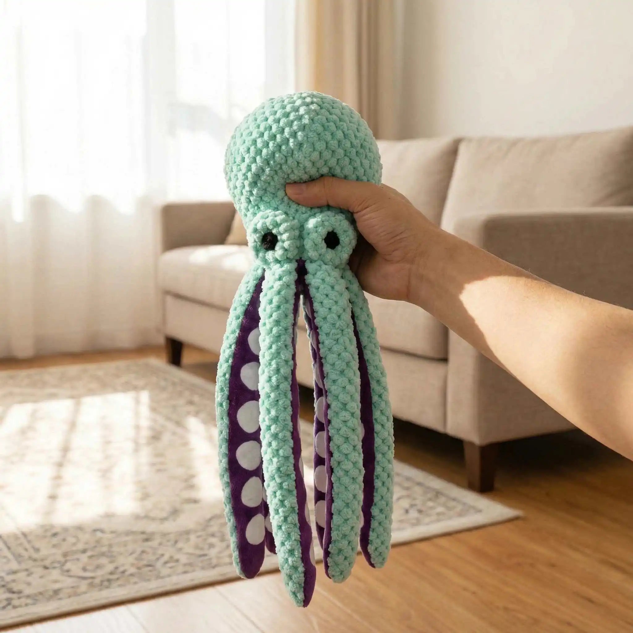 Squeaky Octopus Dog Toy Soft Plush Interactive Chew Toy for Puppies Dental Training
