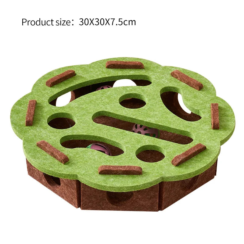 Interactive Cat Puzzle Toy Felt Maze Tunnel with Bell Ball Indoor Entertainment