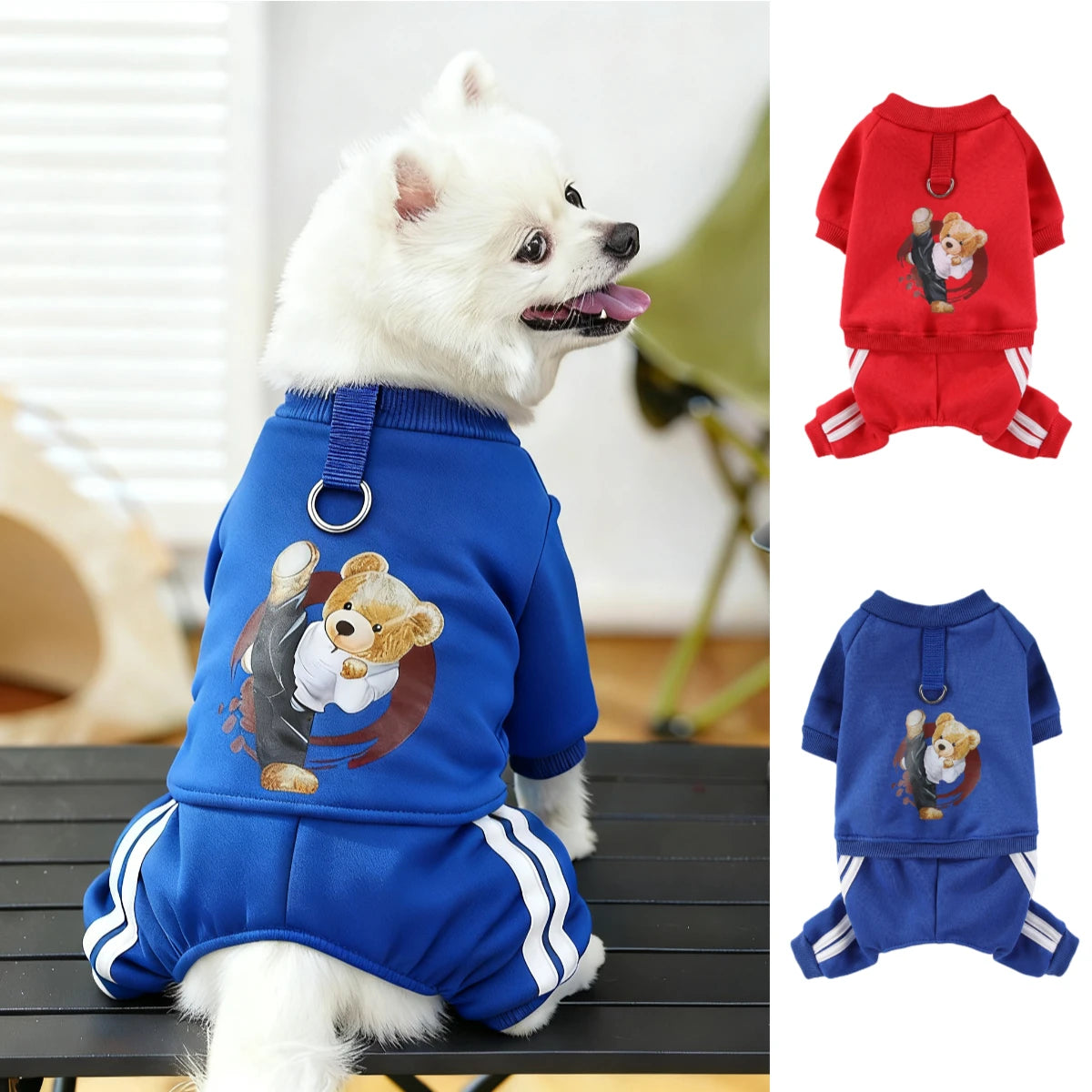 Dog Winter Jumpsuit Warm Fleece Hoodie Outfit for Small Medium Dogs Puppy Clothes