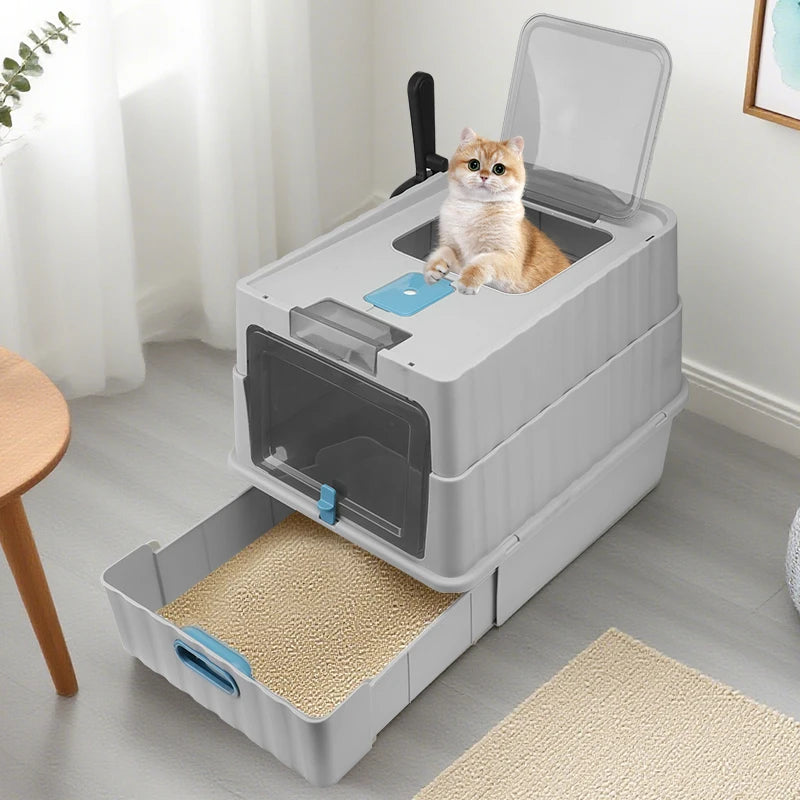 Extra Large Enclosed Cat Litter Box Anti Splash Easy Clean Odor Control Cat Toilet