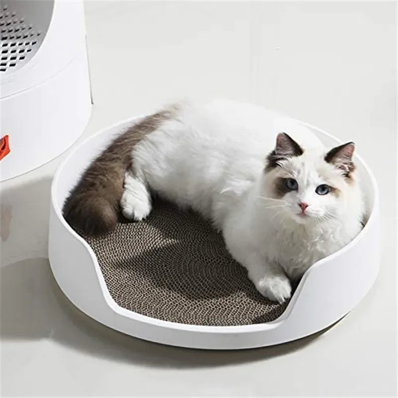 Castle Cat Litter Box with Scratch Pad Large Semi Enclosed Cat Toilet with Drawer Easy Clean Design