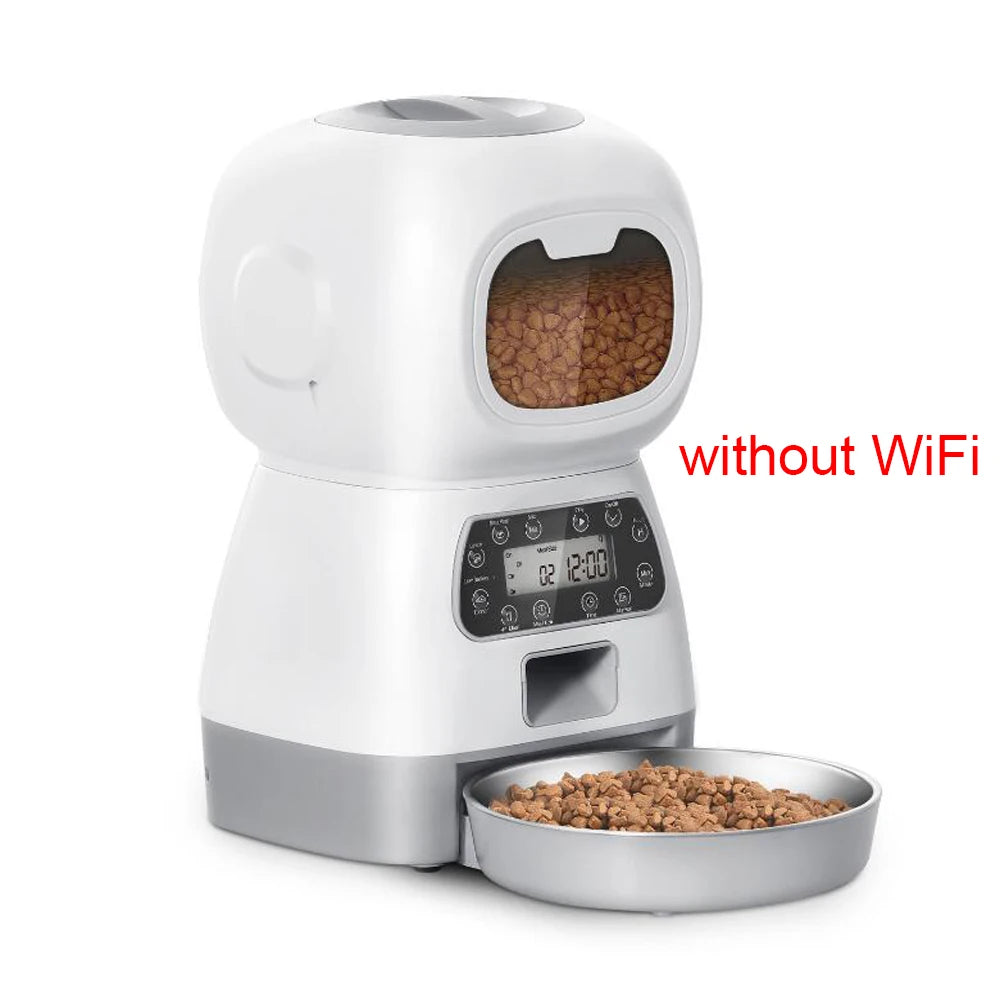 Smart WiFi Automatic Pet Feeder 3.5L with Timer & Voice Recorder | Cat & Dog Food Dispenser