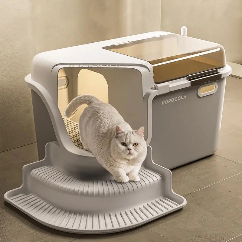 Corridor Enclosed Cat Litter Box Anti Splash Odor Control Walk Through Easy Clean