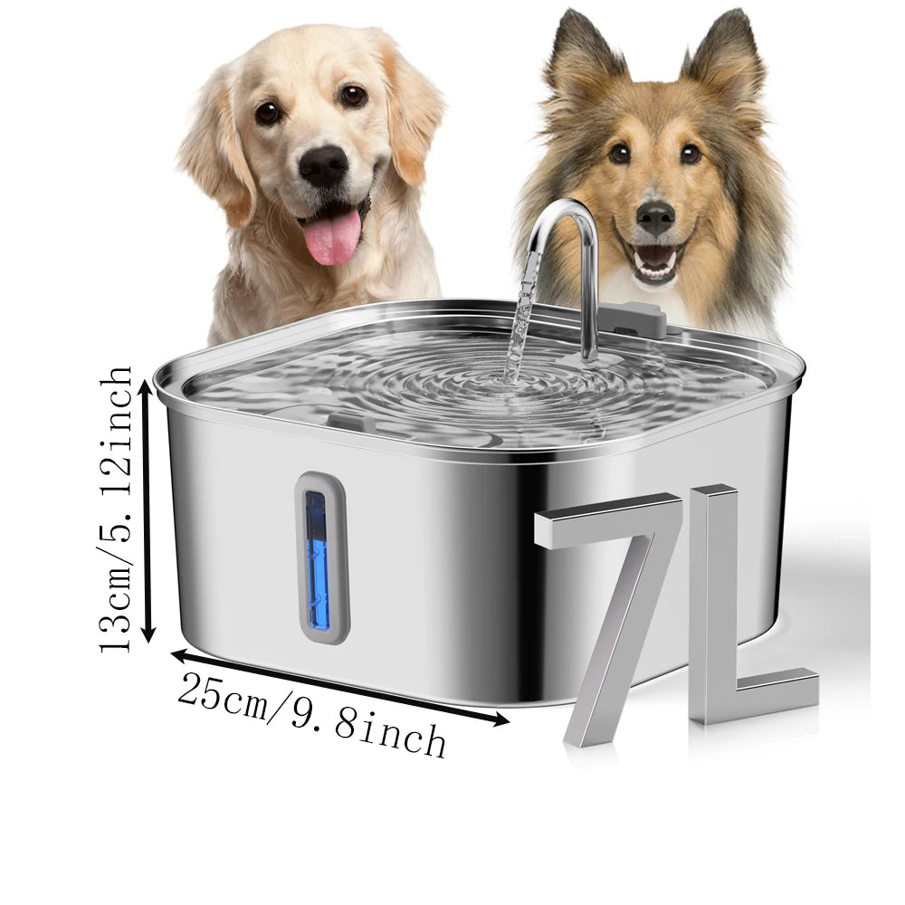 7L Dog Water Fountain Stainless Steel | Automatic Pet Drinking Fountain