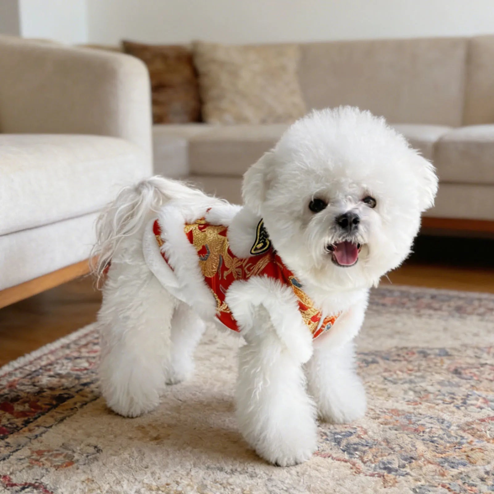 Lion Dance Dog Costume for Small & Medium Dogs – Warm Festive Pet Outfit for Winter & Holidays